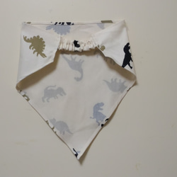 子供用三角巾　ゴム紐付　恐竜A（生成） 4枚目の画像