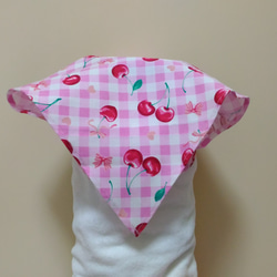 子供用三角巾　ゴム紐付　チェリー（ピンク） 1枚目の画像
