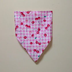 子供用三角巾　ゴム紐付　チェリー（ピンク） 3枚目の画像