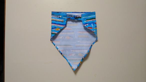 新幹線A（水色）子供用三角巾　ゴム紐付 5枚目の画像