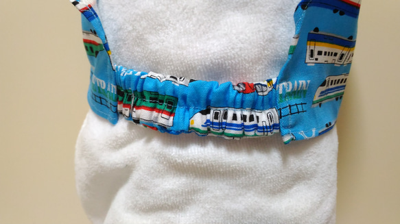 新幹線A（水色）子供用三角巾　ゴム紐付 6枚目の画像