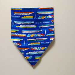 新幹線A（青）子供用三角巾　ゴム紐付 6枚目の画像