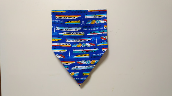 新幹線A（青）子供用三角巾　ゴム紐付 6枚目の画像