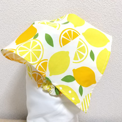 レモン（イエロー）子供用三角巾　ゴム紐付 2枚目の画像