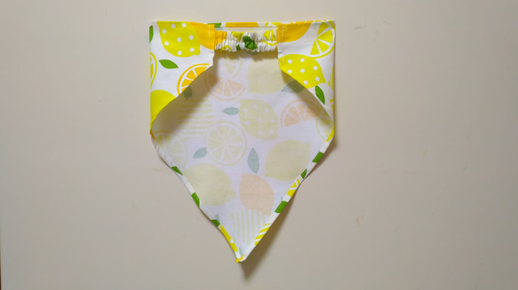 レモン（イエロー）子供用三角巾　ゴム紐付 4枚目の画像
