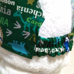 恐竜D（緑）子供用三角巾　ゴム紐付 5枚目の画像