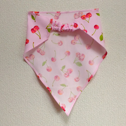 子供用三角巾　ゴム紐付　さくらんぼ（ピンク） 4枚目の画像