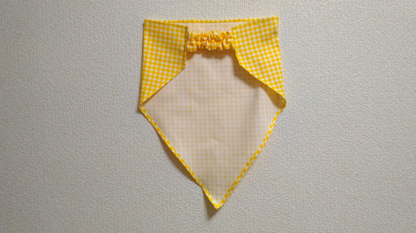 チェック柄　子供用三角巾　ゴム紐付 18枚目の画像