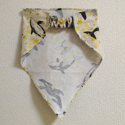 シャチ（ベージュ）子供用三角巾　ゴム紐付 4枚目の画像