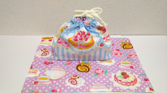 ☆特価☆　ケーキパラダイス　お弁当袋・ランチョンマットセット 2枚目の画像