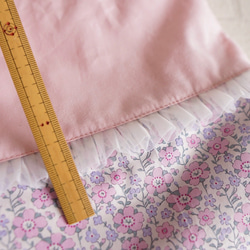 【S 30×25】リバティ＆チュールレースの巾着袋・縦30cm×横25cm・ピンク 5枚目の画像