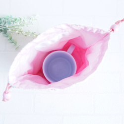 【コップ袋】ピンク・リバティ・ハート・メイジー・女の子・まちつき・裏地あり・マチあり・シンプル・無地・幼稚園・歯ブラシ 5枚目の画像