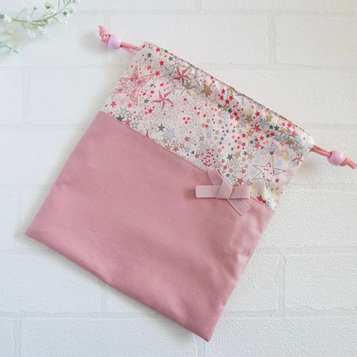 【専用】リバティ アデラジャの巾着Ｍ リバティのアデラジャで巾着ポシェット: うろこのあれこれ