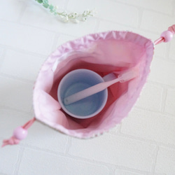 【給食袋・コップ袋 20×18】ピンク・リバティ・アデラジャ星の巾着袋・縦20cm×横18cm・コップ袋・幼稚園 5枚目の画像