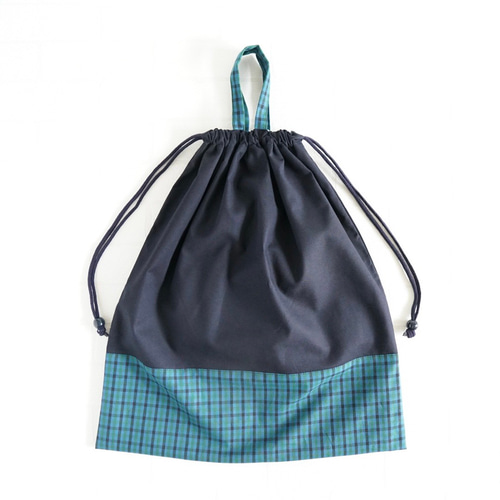 持ち手・LL 45×40】紺・巾着袋・縦45cm横40cm・シンプル・大きめ・特大