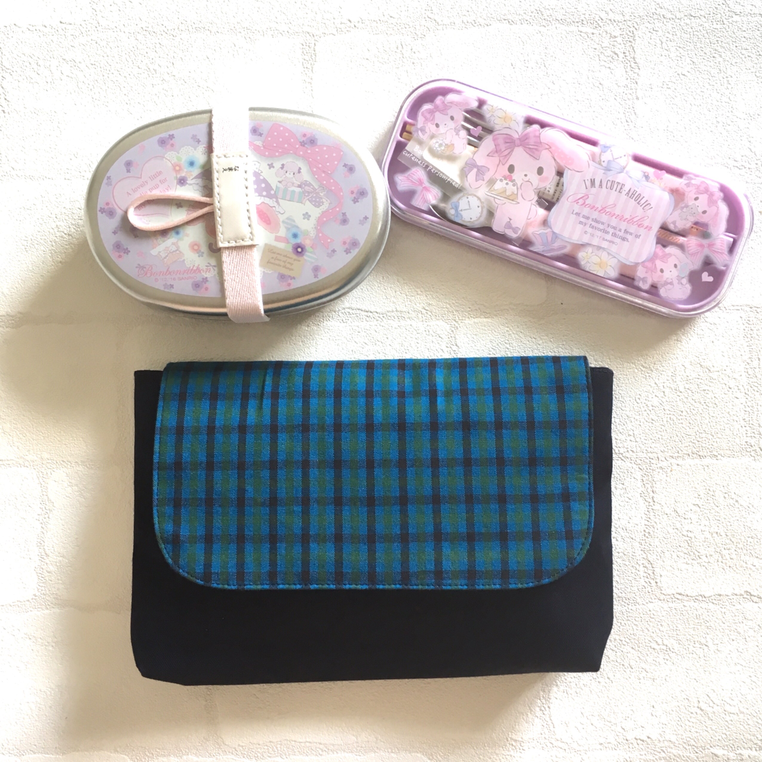 みゅ様　確認用　チェック　水色　紫　弁当袋　2枚　名入れ