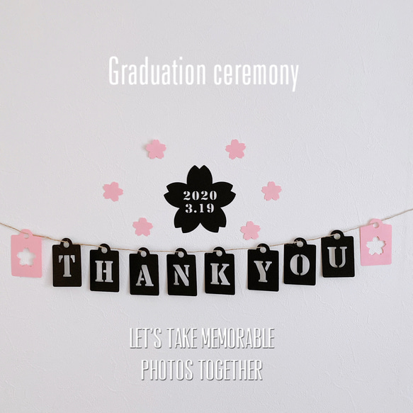【送料無料】サンキュー　ガーランド  結婚式　卒業式　卒園式　謝恩会 飾り付けに　卒業記念品 1枚目の画像