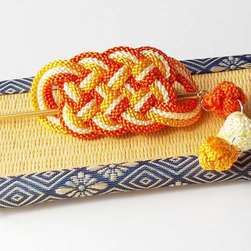 浴衣にピッタリ 可愛い組紐髪飾り マジェステ オレンジ かんざし