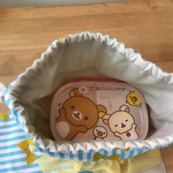 【2点セット】入園準備に！チュールがかわいいお弁当袋&ランチョンマット ＃2* ストライプリボン ライトブルー 5枚目の画像