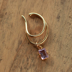 ✨ 二月生日石 ✨ 紫水晶 &lt;寶石品質/矩形切工&gt; 耳環 第3張的照片