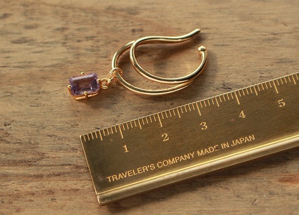 ✨ 二月生日石 ✨ 紫水晶 &lt;寶石品質/矩形切工&gt; 耳環 第4張的照片