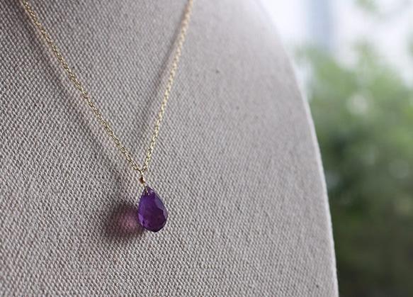 單顆紫水晶項鍊（K14GF） 第3張的照片