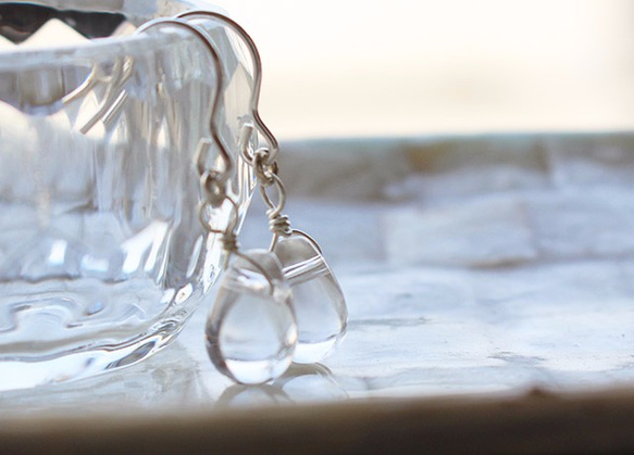 石英&lt;水滴形&gt;耳環(SV925) 第5張的照片