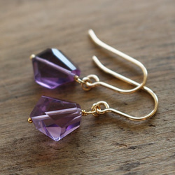 紫水晶&lt;滾動切割·AAA&#39;&gt;穿孔耳環（K14GF） 第2張的照片