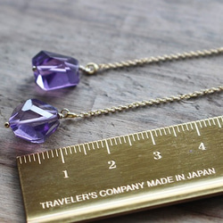 紫水晶&lt;滾筒切割·AAA&#39;&gt;長耳環（K14GF） 第5張的照片