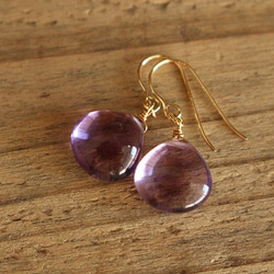 紫水晶 &lt;Plain AAA&gt; 耳環 (K14GF) 第4張的照片