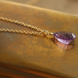 紫水晶&lt;千年切割 AAA&gt;項鍊 (K14GF) 第4張的照片