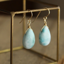 Larimar &lt;Pair Shape AAA&gt;耳環（14KGF） 第5張的照片