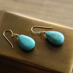 菱鎂礦綠松石耳環（K14GF） 第2張的照片