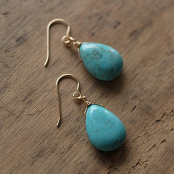 菱鎂礦綠松石耳環（K14GF） 第3張的照片