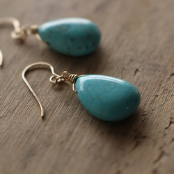 菱鎂礦綠松石耳環（K14GF） 第4張的照片