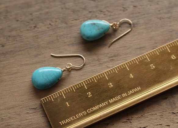 菱鎂礦綠松石耳環（K14GF） 第8張的照片