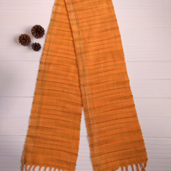 カシミヤ　オレンジ　手織りマフラー 3枚目の画像