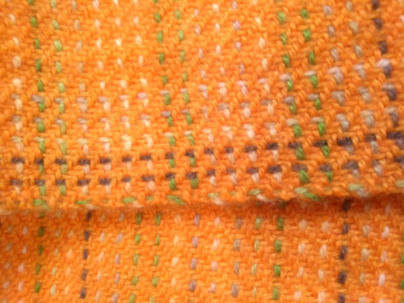 カシミヤ　オレンジ　手織りマフラー 4枚目の画像