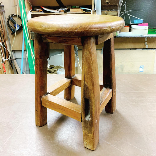 昇降スツール】受注生産｜天然無垢ナラ材 丸椅子 木製チェア