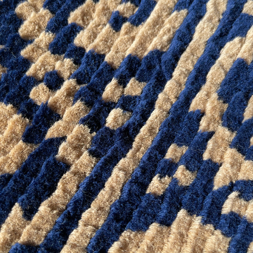 ノッティング織り椅子敷 座布団 丸型 紺 カーペット・絨毯・ラグ