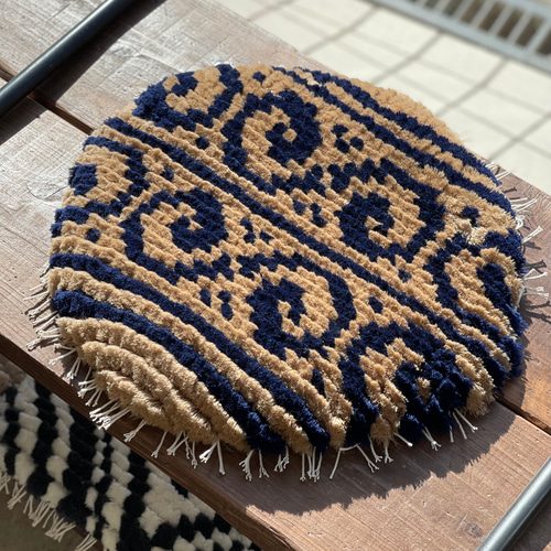 ノッティング織り椅子敷 座布団 丸型 ベージュ カーペット・絨毯・ラグ