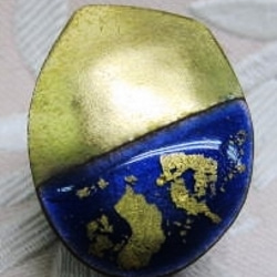 紺水・金箔・金（七宝ネジバネ式イヤリング）・CE-274 1枚目の画像