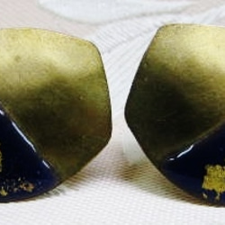 紺水・金箔・金（七宝ネジバネ式イヤリング）・CE-274 5枚目の画像