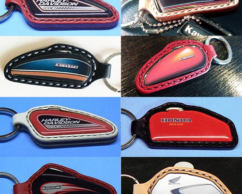 オリジナルオーダー バイクタンク型キーホルダー 本革手縫い