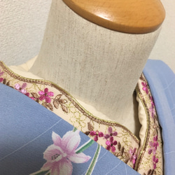 洗える刺繍半衿　フーシェピンクのお花 5枚目の画像