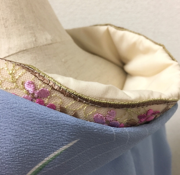 洗える刺繍半衿　フーシェピンクのお花 6枚目の画像