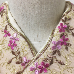 洗える刺繍半衿　フーシェピンクのお花 7枚目の画像