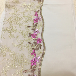 洗える刺繍半衿　フーシェピンクのお花 10枚目の画像