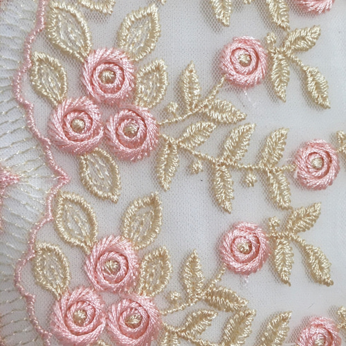 洗える刺繍半衿 くるくるお花の刺繍【ラスト】 和装小物（帯・半襟 