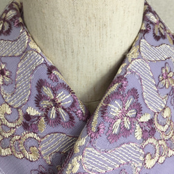 洗える刺繍半衿　艶やかな紫のお花刺繍 5枚目の画像